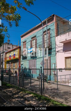 La Boca, Buenos Aires, Argentinien - La Boca, bunt bemalte Häuser im Hafenviertel rund um die El Caminito Gasse. La Boca entstand am en Stockfoto