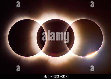 Solar Eclipse Trilogy mit Diamantring-Effekt, Indiana Stockfoto