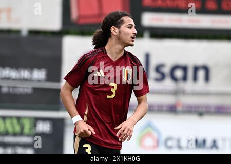 Bilzen, Belgien. April 2024. Naim Marzouk von Belgien, Bild bei einem Freundschaftsspiel zwischen den belgischen U17-Futures-Nationalmannschaften und den Niederlanden am Mittwoch, den 17. April 2024, in Bilzen, Belgien. Quelle: Sportpix/Alamy Live News Stockfoto