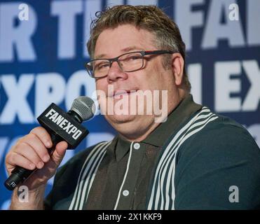 PHILADELPHIA, PA, USA - 03. JUNI 2023: Fragen und Antworten von Sean Astin auf der FAN EXPO im Pennsylvania Convention Center. Stockfoto