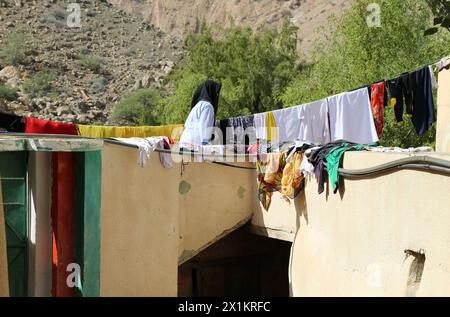 Detail eines Dorfes in Wadi Tiwi in Oman Stockfoto