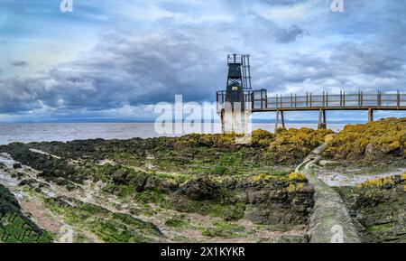 Battery Point Lighthouse an Portishead Wahrung der sea Lane in die Royal Portbury Dock in Avonmouth in der Nähe von Bristol UK Stockfoto