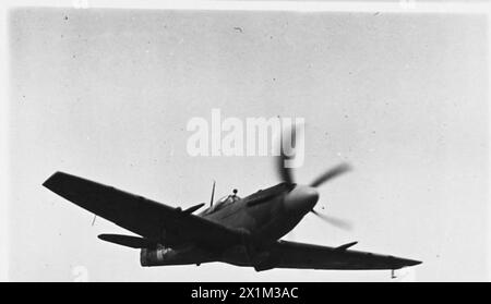 DAS NEUESTE SPITFIRE: MARK XII - 12726 Bild (ausgestellt 1944) zeigt Mark XII Spitfire im Flug, der den veränderten Flügel der Royal Air Force zeigt Stockfoto