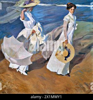 Spaziergang entlang der Küste (Spaziergang am Strand), 1909 (Gemälde) von der Künstlerin Sorolla y Bastida, Joaquin (1863-1923) / Spanisch. Stock Vektor