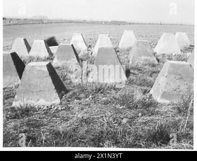 A/T-HINDERNISSE - Panzerabwehrhindernisse an der Küste von East Lothian, British Army Stockfoto