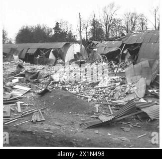 SCHÄDEN AN W.D. EIGENTUM IN BELFAST - 24. London General Hospital am Campbell College. Diese bestand aus Nissen-Hütten, der britischen Armee Stockfoto