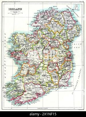 Gazetteer of the British Isles, statistisch und topographisch von John Bartholomew (1887). Original aus der British Library. Stockfoto