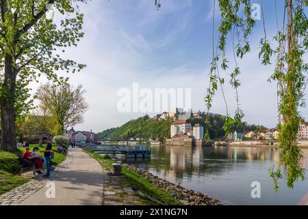 Passau: Donau, Festung Veste Oberhaus, Festung Veste Niederhaus in Niederbayern, Bayern, Deutschland Stockfoto