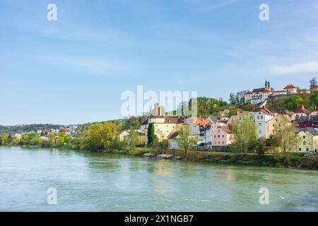 Passau: Inn, Stadtteil Innstadt, Kirche Mariahilf in Niederbayern, Niederbayern, Bayern, Deutschland Stockfoto