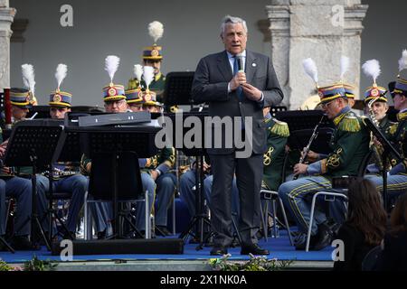 Capri, Italien. April 2024. Ministro Esteri Italia Antonio Tajani al G7 Italia 2024, Riunione dei Ministri degli Esterii, Capri, Italia, Mercoledi 17. April 2024, (Foto Alessandro Garofalo/LaPresse)italienischer Außenminister Antonio Tajani während der G7 Italien 2024, Treffen der Außenminister auf Capri, Italien, Mittwoch, April 2024. (Foto Alessandro Garofalo /LaPresse) Credit: LaPresse/Alamy Live News Stockfoto