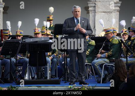 Capri, Italien. April 2024. Ministro Esteri Italia Antonio Tajani al G7 Italia 2024, Riunione dei Ministri degli Esterii, Capri, Italia, Mercoledi 17. April 2024, (Foto Alessandro Garofalo/LaPresse)italienischer Außenminister Antonio Tajani während der G7 Italien 2024, Treffen der Außenminister auf Capri, Italien, Mittwoch, April 2024. (Foto Alessandro Garofalo /LaPresse) Credit: LaPresse/Alamy Live News Stockfoto