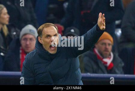 Trainer Thomas Tuchel (FCB), Teammanager, Headcoach, Trainer, im Viertelfinalspiel FC BAYERN MÜNCHEN - FC ARSENAL LONDON der Fußball UEFA Champions League in der Saison 2023/2024 in München, 17. April 2024. Viertelfinale, FCB, München Fotograf: ddp-Bilder / Sternbilder Stockfoto