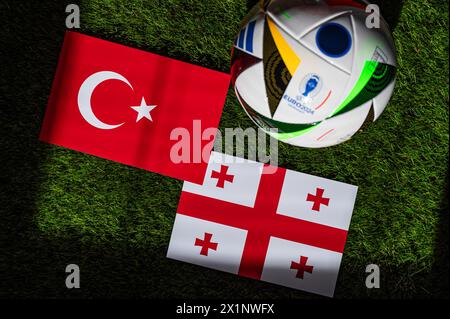 LEIPZIG, DEUTSCHLAND, 17. APRIL 2024: Türkei gegen Georgien, Fußball-EM 2024 Gruppe F im BVB Stadion Dortmund, Dortmund, 18. Juni 2024, offizieller Ball o Stockfoto