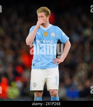 Kevin de Bruyne von Manchester City im Viertelfinale der UEFA Champions League, im zweiten Legspiel im Etihad Stadium, Manchester. Bilddatum: Mittwoch, 17. April 2024. Stockfoto