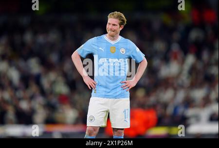 Kevin de Bruyne von Manchester City im Viertelfinale der UEFA Champions League, im zweiten Legspiel im Etihad Stadium, Manchester. Bilddatum: Mittwoch, 17. April 2024. Stockfoto