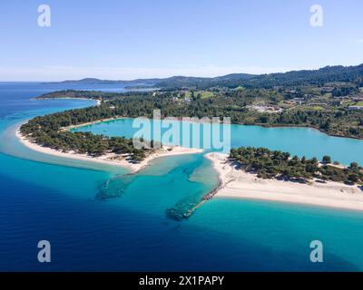 Fantastischer Blick auf die Küste von Kassandra in der Nähe von Lagoon Beach, Chalkidiki, Zentralmakedonien, Griechenland Stockfoto