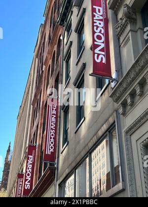 Parsons School of Design, flacher Blick von außen, The New School, Fifth Avenue, New York City, New York, USA Stockfoto