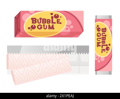 Rosa süße Kaugummi in Paket-Vektor-Illustration isoliert auf weißem Hintergrund Stock Vektor