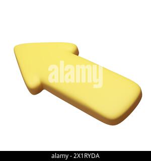 Pfeil, der nach vorne zeigt, und rechts gelbe Farbe. Realistisches 3D-Design im Cartoon-Stil aus Kunststoff. Symbolabbildung Stockfoto