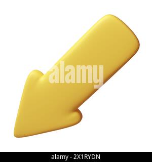 Pfeil, der nach vorne zeigt, und rechts gelbe Farbe. Realistisches 3D-Design im Cartoon-Stil aus Kunststoff. Symbolabbildung Stockfoto
