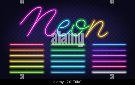 Neonlicht-Vektor-Pinsel auf transparentem Hintergrund. Stock Vektor