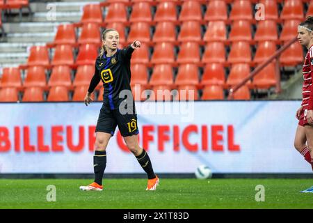 Lüttich, Belgien. April 2024. Ludmila Matavkova (19) von Anderlecht, dargestellt während eines Frauenfußballspiels zwischen Standard Femina de Lüttich und RSC Anderlecht Women am 4. Spieltag in den Play-offs der Saison 2023 - 2024 in der belgischen Lotto Women's Super League, am Dienstag, 16. April 2024 in Lüttich, BELGIEN. Quelle: Sportpix/Alamy Live News Stockfoto