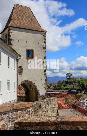 Blick vom Radbrunnenturm auf dem Breisacher Münsterberg auf den Eckartsberg, hinten Schwarzwald, Breisach am Rhein, Baden-Württemberg, Deutschland *** Blick vom Radbrunnenturm auf dem Breisacher Münsterberg zum Eckartsberg, Schwarzwald im Hintergrund, Breisach am Rhein, Baden-Württemberg, Deutschland Stockfoto
