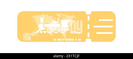 Buchung eines Tickets für die Reise. Zugticket für Touristen. Vektor für Bahntickets. Schwarzes Symbol für Bordkarte. Fahrgastregistrierungsdokument, Zugpass. Stock Vektor