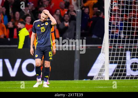 AMSTERDAM, NIEDERLANDE - 22. MÄRZ: Ryan Porteous aus Schottland sieht während des Freundschaftsspiels zwischen den Niederlanden und Schottland bei Johan Cruyff niedergeschlagen aus Stockfoto