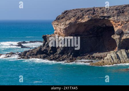 Die Höhlen und Grotten von Ajuy, Caleta Negra, Black Bay, Fuerteventura, Kanarischen Inseln, Spanien Stockfoto