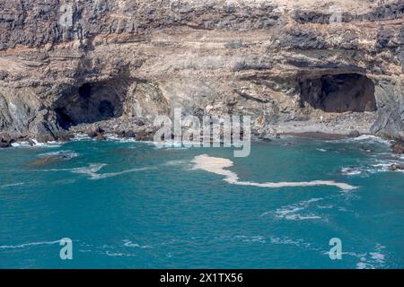 Die Höhlen und Grotten von Ajuy, Caleta Negra, Black Bay, Fuerteventura, Kanarischen Inseln, Spanien Stockfoto