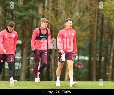 Oriam Sports Centre Edinburgh.Scotland.UK.18. April 24 Hearts Lawrence Shankland Training Session vor Sonntags Scottish Cup Halbfinale gegen die Rangers. Quelle: eric mccowat/Alamy Live News Stockfoto