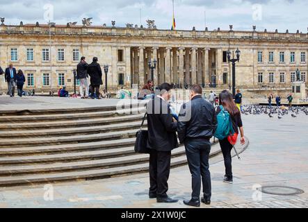 Capitolio Nacional, Plaza de Bolivar, Bogota, Cundinamarca, Kolumbien. Stockfoto