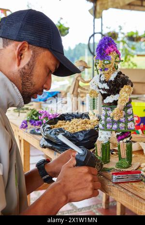 Stuhlblumen, Silleteros, Familia Londoño, Santa Elena, Medellin, Antioquia, Kolumbien, Südamerika. Stockfoto