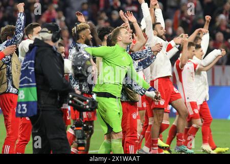 München, Deutschland . April 2023. MÜNCHEN, Deutschland, 17. APRIL 2024; von Bayern München während des UEFA Champions League Viertelfinales (2. Leg) Fußballspiels zwischen Bayern München und Arsenal FC im Allianz Arena Stadion in München (Arthur THILL/ATP Bilder) (THILL Arthur/ATP/SPP) Credit: SPP Sport Press Photo. /Alamy Live News Stockfoto