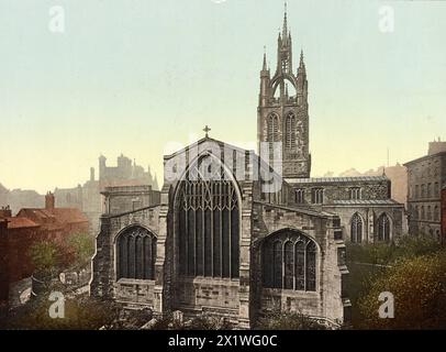Kathedrale von Newcastle upon Tyne, Kathedrale St. Nikolaus, Bischofskirche des anglikanischen Bistums Newcastle, England, um 1890, Historisch Stockfoto