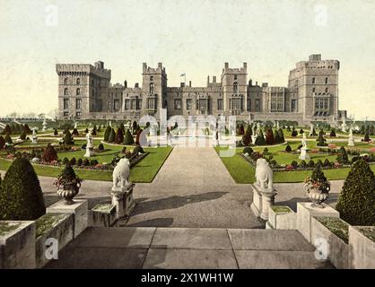 Schloss Windsor, Ost Terrasse, Schloss Windsor, in der englischen Stadt Windsor im Süden von England in der Grafschaft Berkshire, um 1890, Historisch, Stockfoto