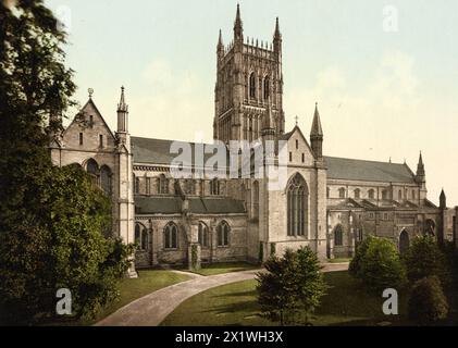Kathedrale von Worcester, die Kathedrale Kirche Christi und der Heiligen Maria der Jungfrau, ist eine Kirche in Worcester, England, um 1890, historisch, Stockfoto