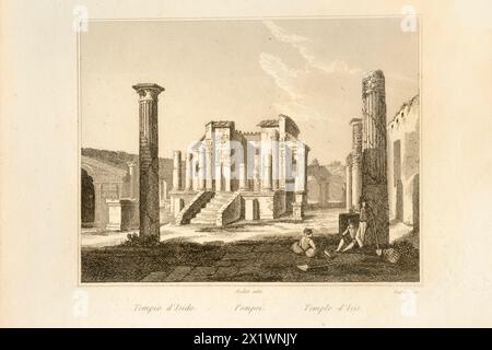 Duran. Gravur aus dem 19. Jahrhundert. Königreich Neapel. Pompeji-Tempel von Isis. Pompeji. Kampanien. Italien Stockfoto