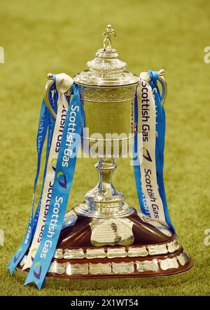 Oriam Sports Centre Edinburgh.Scotland.UK.18. April 24 Scottish Gas Ribbons on the Scottish Cup. Quelle: eric mccowat/Alamy Live News Stockfoto