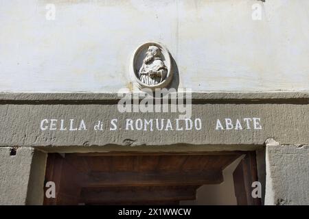 Zugang zur Zelle von San Romualdo. Eremitage von Camaldoli. Poppi. Toskana. Italien Stockfoto