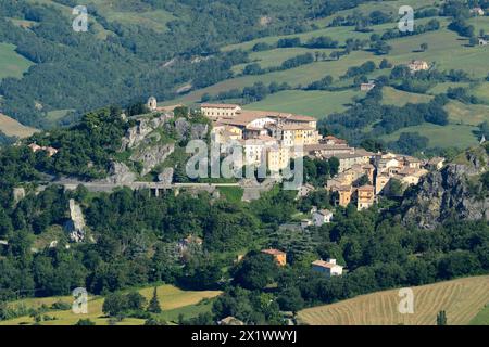 Blick auf Pennabilli. Emilia Romagna. Italien Stockfoto