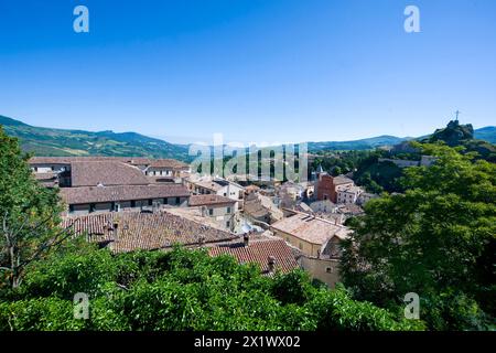 Blick auf Pennabilli. Emilia Romagna. Italien Stockfoto