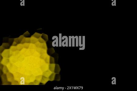 Yellow Polygonal Shape on black background. Honeycomb pattern. Stockfoto