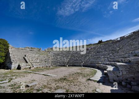 Theater. Archäologisches Gebiet von ​​segesta. Calatafimi. Sizilien Stockfoto