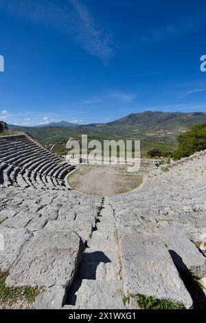 Theater. Archäologisches Gebiet von ​​segesta. Calatafimi. Sizilien Stockfoto