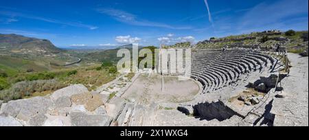 Theater. Archäologisches Gebiet von ​​segesta. Calatafimi. Sizilien Stockfoto