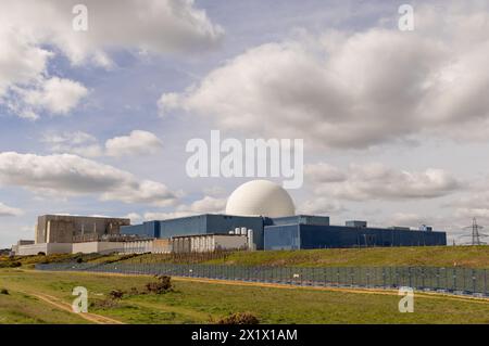 Das Kernkraftwerk Sizewell befindet sich neben dem Standort des künftigen Kraftwerks Sizewell C. Stockfoto