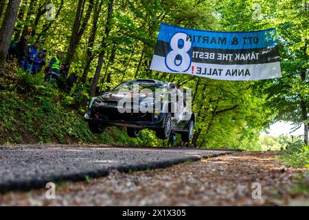 Samobor, Kroatien. April 2024. Takamoto Katsuta aus Japan und Aaron Johnston aus Irland treten am 18. April 2024 in Samobor, Kroatien mit ihrem Toyota Gazoo Racing WRT Toyota GR Yaris Rally1 Hybrid an. Foto: Igor Kralj/PIXSELL Credit: Pixsell/Alamy Live News Stockfoto