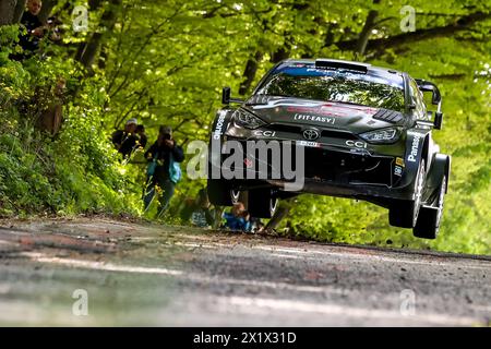 Samobor, Kroatien. April 2024. Takamoto Katsuta aus Japan und Aaron Johnston aus Irland treten am 18. April 2024 in Samobor, Kroatien mit ihrem Toyota Gazoo Racing WRT Toyota GR Yaris Rally1 Hybrid an. Foto: Igor Kralj/PIXSELL Credit: Pixsell/Alamy Live News Stockfoto